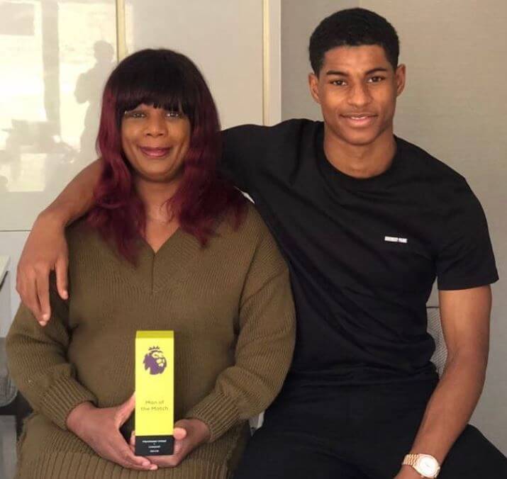 Claire Rashford's brother, Marcus Rashford, with their mother, Melanie Rashford.